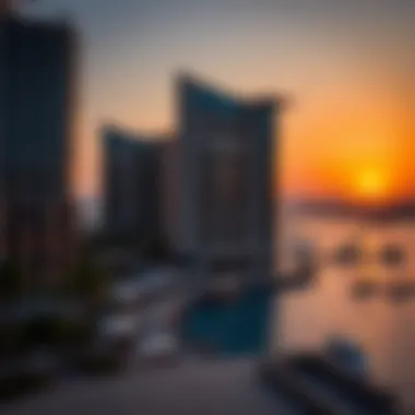 Luxurious view of The Address JBR at sunset
