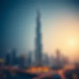 The Burj Khalifa towering over downtown skyline