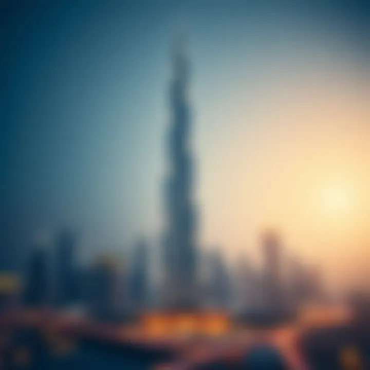The Burj Khalifa towering over downtown skyline