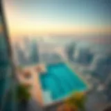 Stunning aerial view of the Aura Sky Pool overlooking Dubai's skyline