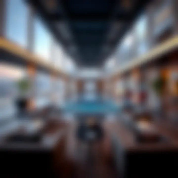 Luxurious lounge area surrounding the Aura Sky Pool with modern design