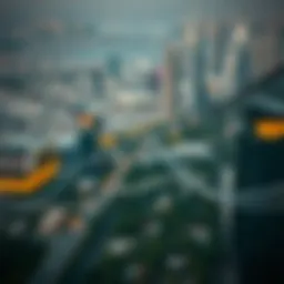 Aerial view of Dubai showcasing the cable car route