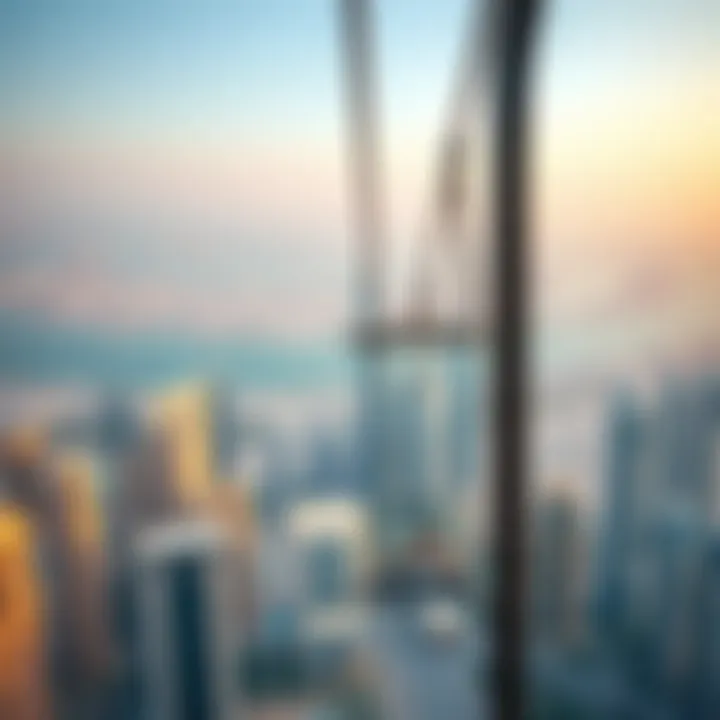 Panoramic view of Dubai skyline from a cable car
