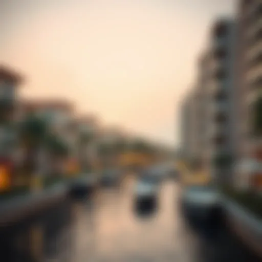 A scenic view of Dubai's canal front showcasing luxurious properties