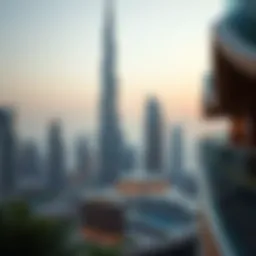 Stunning view of Cascade Tower against the Dubai skyline