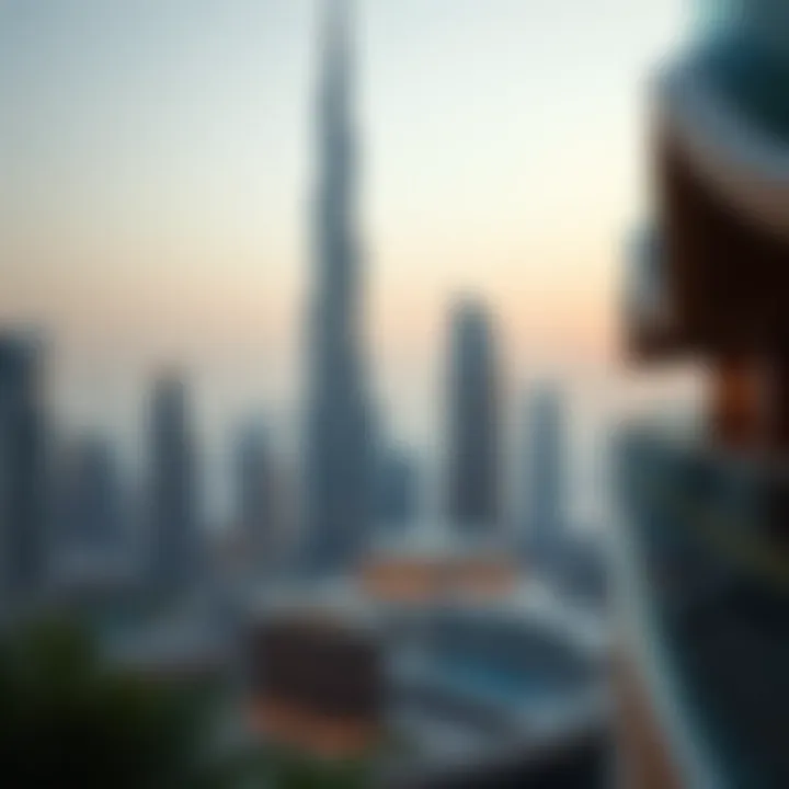 Cascade Tower and Dubai Skyline Stunning view of Cascade Tower against the Dubai skyline