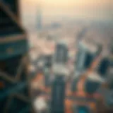 Aerial view of Dubai's downtown skyline highlighting iconic skyscrapers