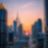Stunning skyscrapers of Dubai at sunset