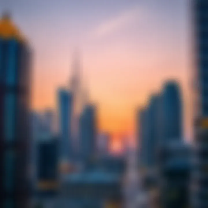 Stunning skyscrapers of Dubai at sunset