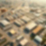 Aerial view of the Dubai Industrial Area showcasing modern facilities