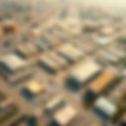 Aerial view of the Dubai Industrial Area showcasing modern facilities