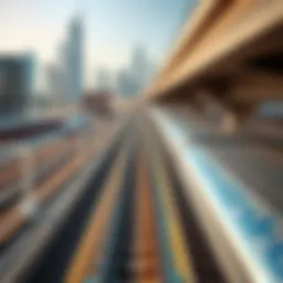 Aerial view of the Dubai Metro tracks winding through the skyline