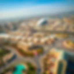 Aerial view showcasing the vastness of Dubailand with various attractions