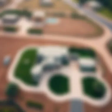 Aerial Perspective of a UAE Farmhouse Estate An aerial view of a farmhouse estate with ample land and greenery