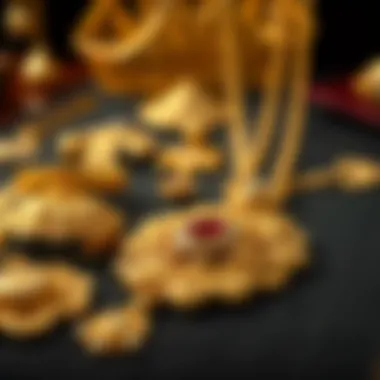 Detailed Craftsmanship in Gold Jewelry Close-up of intricate gold jewelry pieces