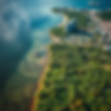 Aerial Perspective of Mangroves and Urban Growth Aerial view of mangrove forests adjacent to urban development