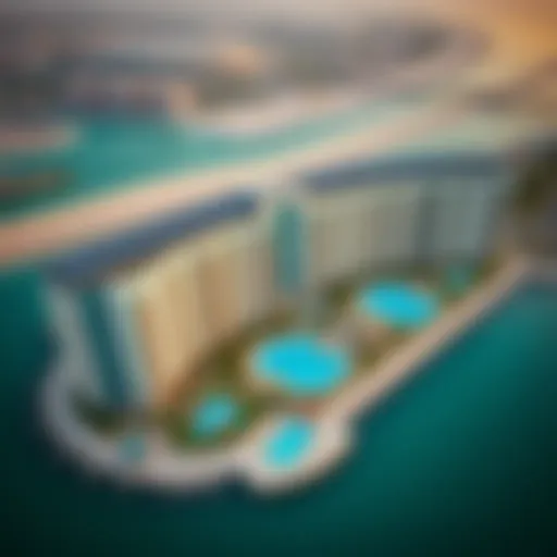 Aerial view of Cesar Blue Water in Dubai showcasing its modern architecture