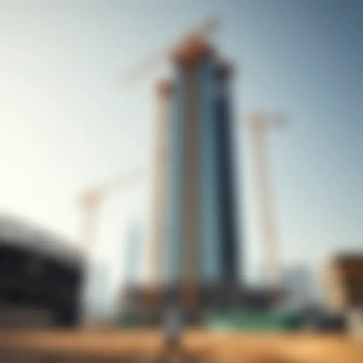 Construction site of the Millennium Tower demonstrating the building process
