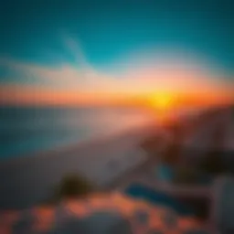 Panoramic view of the new Dubai beach at sunset
