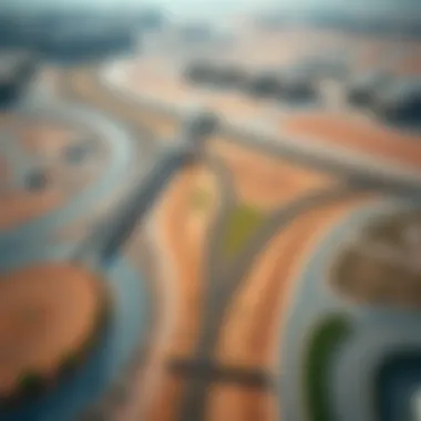 Aerial Perspective of the Union Train Project Aerial view of the Union Train Project site showcasing extensive rail infrastructure in the UAE.