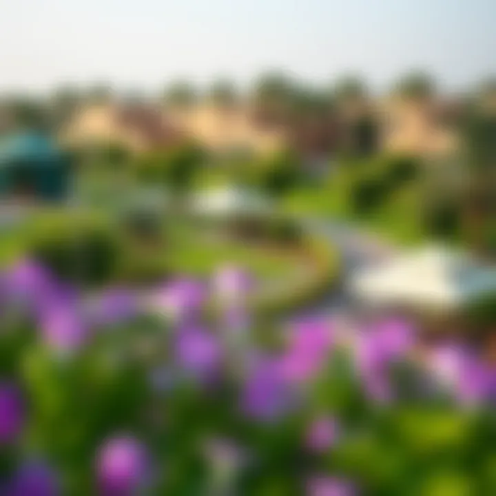 Community park in Tilal Al Ghaf with lush greenery and leisure areas