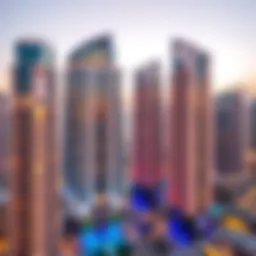 A stunning view of luxury high-rise buildings in Dubai reflecting the Utopia vision