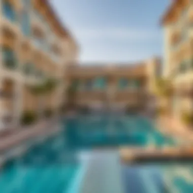 Luxury Poolside Living in Victory Heights Luxurious swimming pool area in Victory Heights