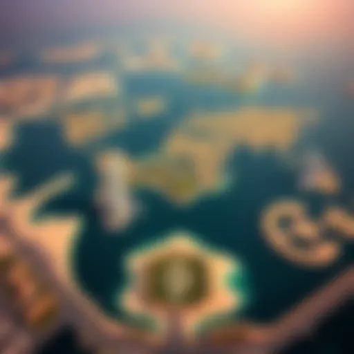 Unique Aerial View of the World Islands Aerial view of the World Islands in Dubai showcasing their unique shapes