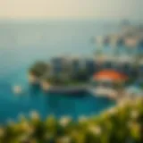 Aerial view of Falcon Island showcasing luxury villas