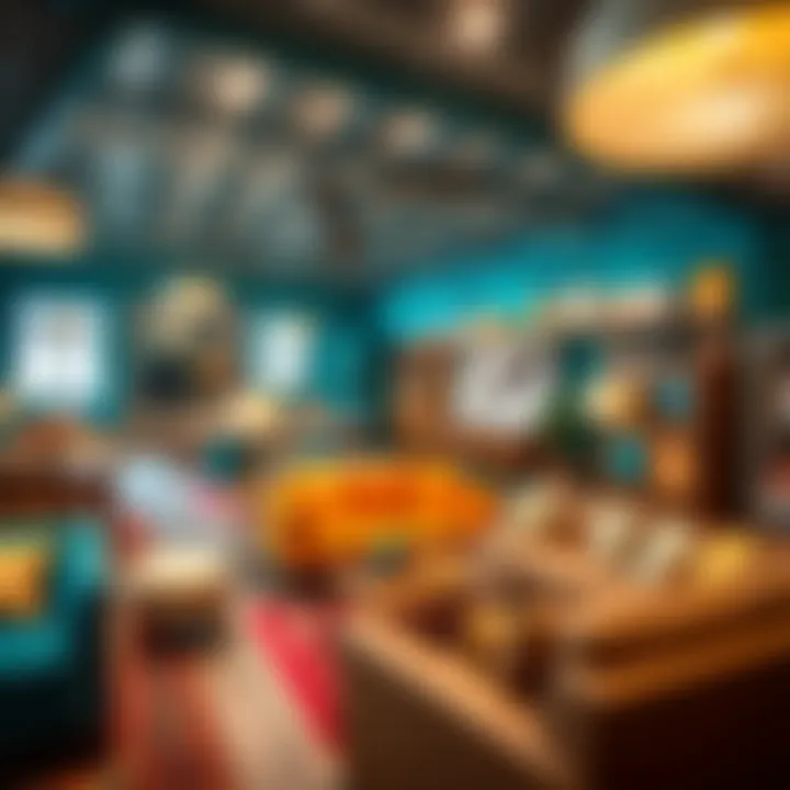 Eclectic Furniture Showroom Experience A vibrant showroom displaying eclectic furniture styles