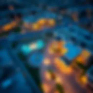 Aerial View of Gated Community Amenities Aerial view of a Dubai gated community showcasing amenities