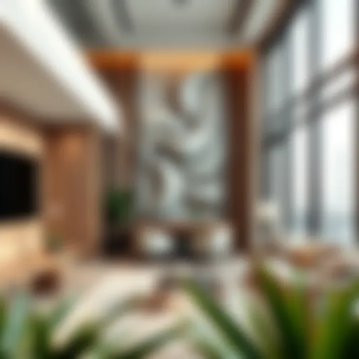 Interior space within the Green Corner Building highlighting its design features