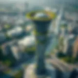Aerial view of the Hanging Garden Tower amidst urban landscape