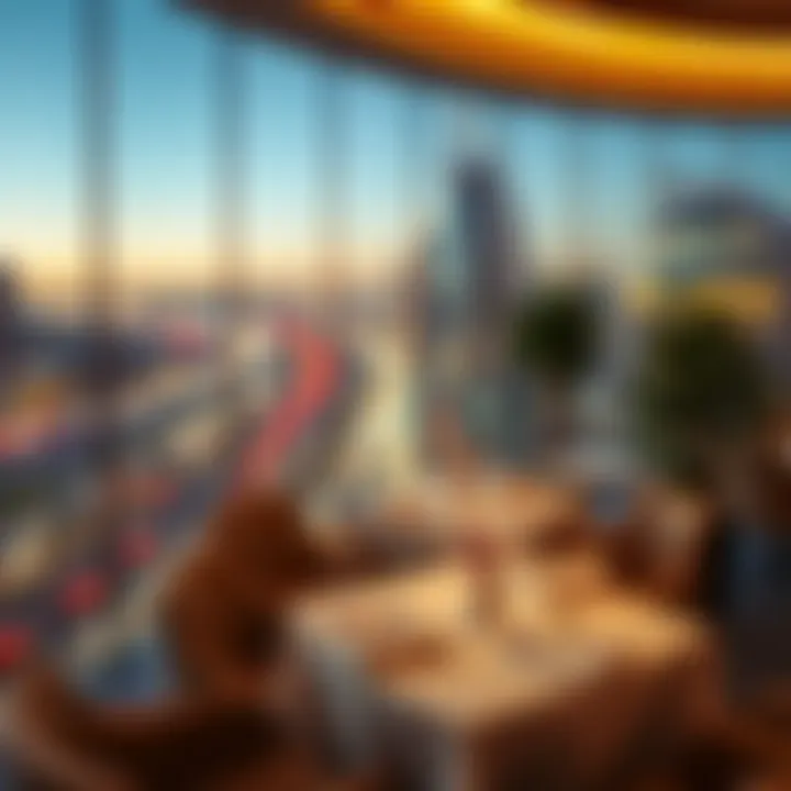 Dining area with a view of Sheikh Zayed Road