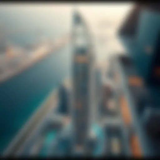 Stunning aerial view of Jumeirah Bay Tower showcasing its architectural elegance
