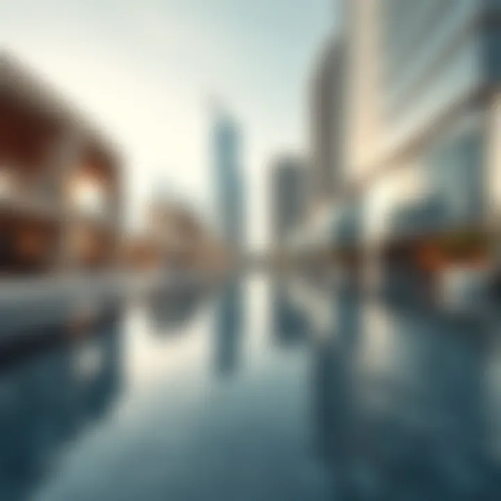 Close-up of architectural features of Jumeirah Bay Tower reflecting innovation