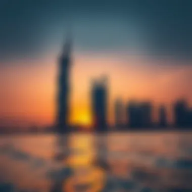 Jumeirah Bay Tower at Sunset Jumeirah Bay Tower at sunset creating a dramatic skyline