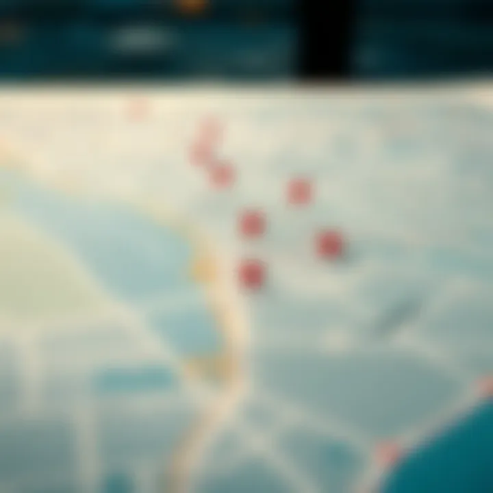 Map highlighting key locations affecting real estate prices