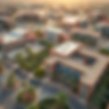 Aerial View of Dubai's Premier Educational Institutions Aerial view of top schools in Dubai showcasing modern educational infrastructure