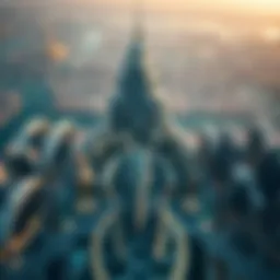 Aerial view of Latifa Tower showcasing its unique architectural design