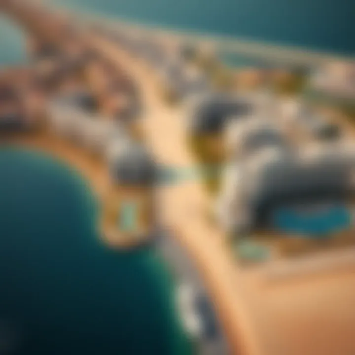 Aerial View of Le Mer Beach's Developments An aerial shot of Le Mer Beach with surrounding real estate developments visible