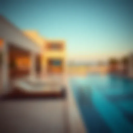 Stunning view of luxury holiday home with pool in Dubai