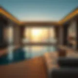 Stunning view of a luxury hotel room with a private pool