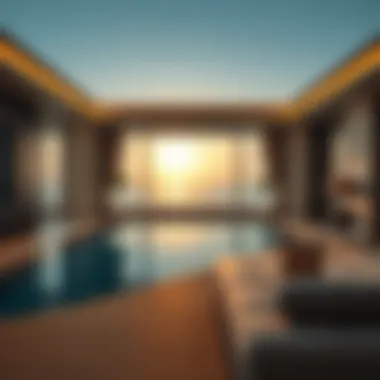 Stunning view of a luxury hotel room with a private pool