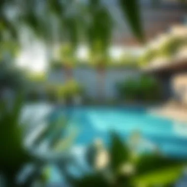 A serene private pool area surrounded by lush greenery