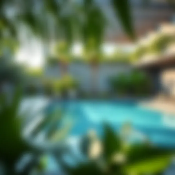 A serene private pool area surrounded by lush greenery