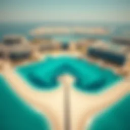 Aerial view of Mamsha Saadiyat Island showcasing its stunning coastline