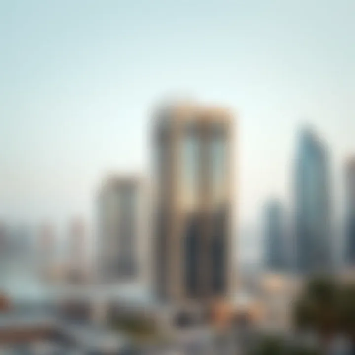 Panoramic view of Marsa Plaza set against Dubai's skyline