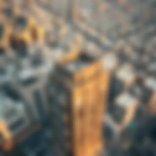 Aerial view of Maze Tower showcasing its unique design