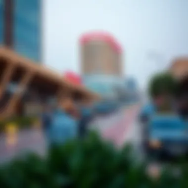 Meydan's vibrant commercial area bustling with activity